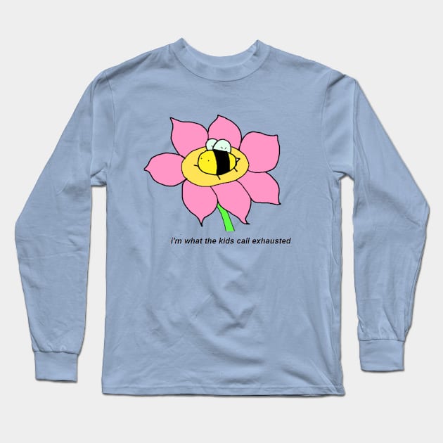 Exhausted Bee Long Sleeve T-Shirt by badlydrawneverything